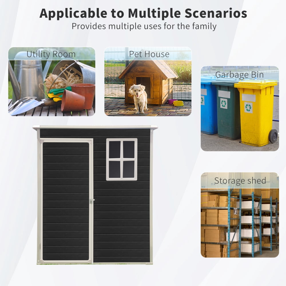 Durable 3x5 ft Outdoor Plastic Storage Shed with Floor, single door and Air Vents，Weatherproof Design for Protecting Garden Tools and Outdoor Equipment