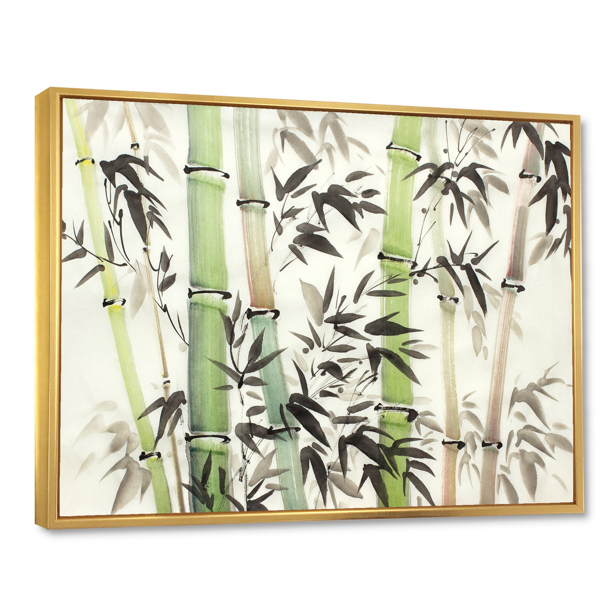 Designart 'The Forest of Bamboo Branches II' Lake House Framed Canvas Wall Art Print