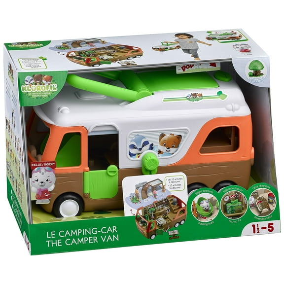 Timber Tots: Camper Van - 3pc Travel Vehicle & Character Playset, Seal Animal Figurine, Open & Reveal, Carry Handle Nature, Toy, Kids & Toddlers 18Mo 