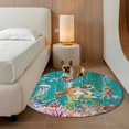 thumbnail image 2 of Turtle Coastal Round Area Rug 5Ft Washable Circle Rugs for Living Room Bedroom, Summer Beach Coral Seahorse Green Wooden Retro Non-Slip Carpet Floor Mats Indoor Outdoor Carpet Runner Home Decor, 2 of 8
