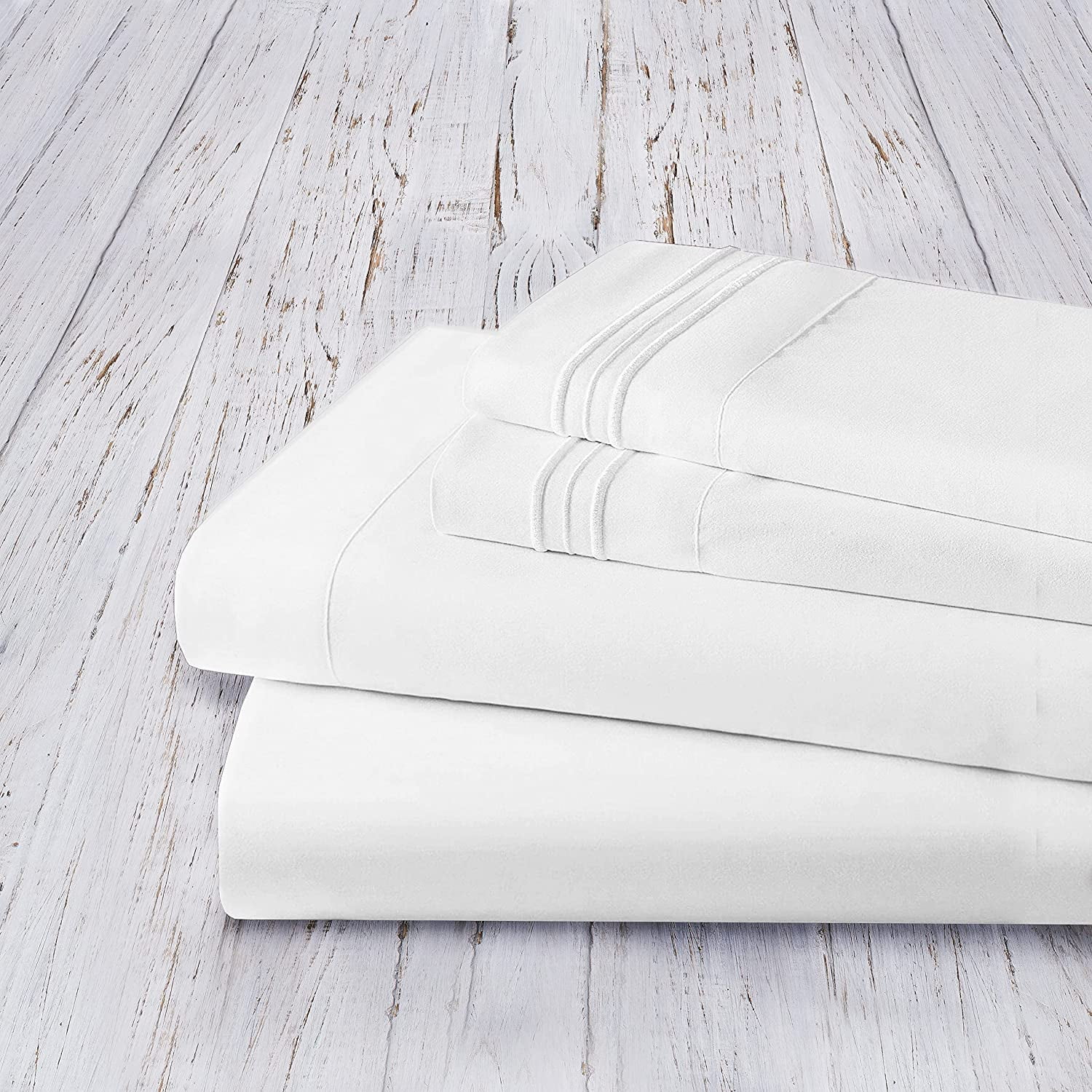 Bed Sheet Set - Brushed Microfiber Bedding - Bedding Sheets & Pillowcases - Deep Pockets - Easy Fit - Breathable & Cooling Sheets, Full, White