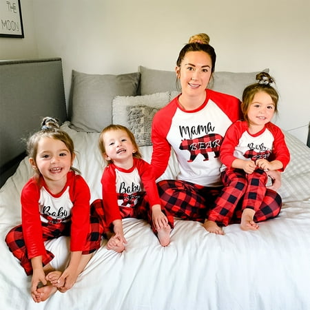 

PatPat Plaid Bear Family Matching Pajamas Sets(Flame Resistant) Unisex Sizes Baby-Kids-Adult 2-Piece