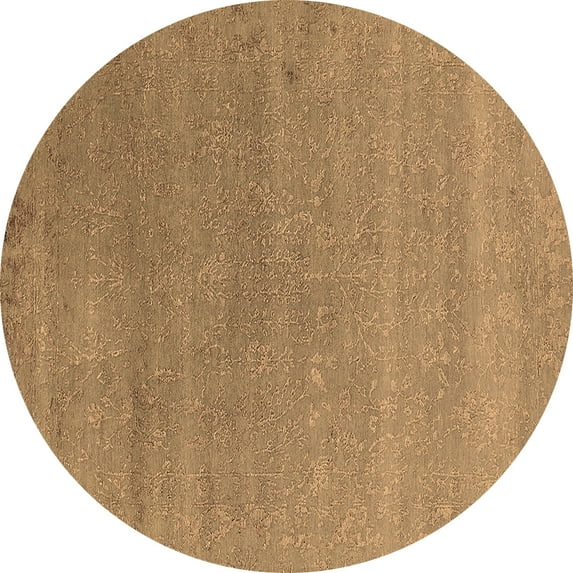 Ahgly Company Indoor Round Oriental Brown Industrial Area Rugs, 7' Round