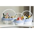 thumbnail image 3 of Panier-cadeau Rond en Osier Blanc, avec Doublure en Vichy Bleu et Poignée - Ensemble de 3, 3 of 5