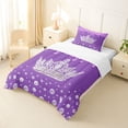 thumbnail image 2 of Erosebridal 3D Princess Crown Twin Comforter Sets,Purple Sequin Print Bedding Set For Girls Kids 2 Pieces, 2 of 7