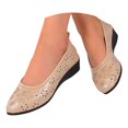 thumbnail image 2 of Women's Wedge Cut-Out Flats Breathable Soft Sole Slip-On Casual Summer Footwear Khaki 36, 2 of 9