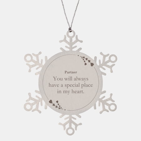 Partnership Snowflake Ornament - Special Place in My Heart Engraved Christmas Gift for Your Beloved Partner, Expressing Love and Appreciation - Perfect Gift for Holidays and Special Occasions