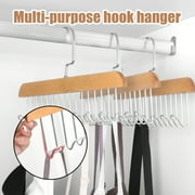 Topekada 3 Pack Belt and Bra Hangers with Hooks,Space Saving Bra Hangers for Closet and Laundry,360 Degree Rotating Wooden Tie Hanger with 8 Hooks for Tank Top,Jeans,Scarf(Nature)