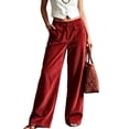thumbnail image 2 of Womens High Waisted Corduroy Pants Wide Leg Loose Fit Trousers With Functional Side Pockets Fall Casual Streetwear Outfits Red L, 2 of 4