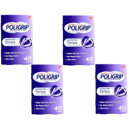 SUPER POLIGRIP Comfort Seal Strips 40 Each (Pack of 4)