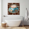 thumbnail image 3 of Coffee Wall Art Painting on Canvas, Brown Teal Pastoral Vintage Art Canvas Art Home Prints Wall Art Framed Modern Artwork for Living Room Bedroom Wall Decor 8x8in, 3 of 9