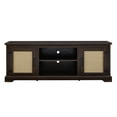 thumbnail image 4 of Newboti Farmhouse Rattan TV Stand Console Table for TVs up to 70 Inches, TV Console Table with 2 Storage Shelves, 2 Natural Rattan Door Cabinets, 65"W*15.55"D*23.86"H, Espresso 732250958380152, 4 of 14