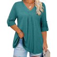 thumbnail image 1 of Blusa tipo túnica Kancystore con cuello en V y manga 3/4, azul claro, XXXL, 1 of 5