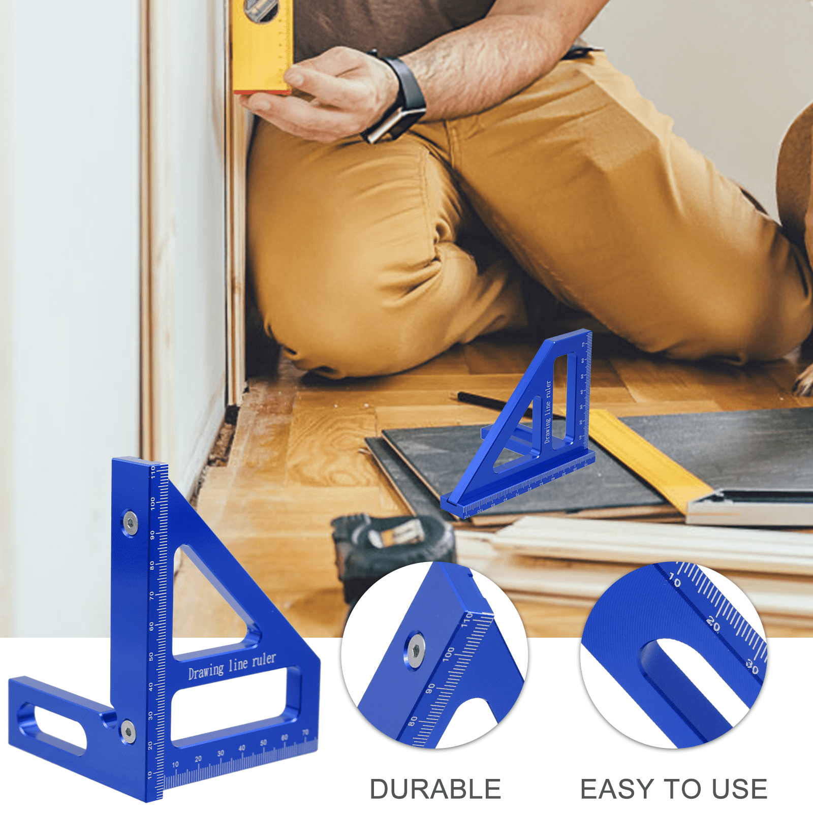 Set of 2 Carpentry Protractor Rulers Triangle Measuring Tools for Woodworking and Construction