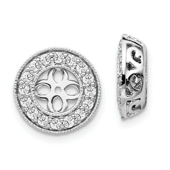 14K White Gold Earring Jackets & Enhancers Women'S Diamond, Lab Grown Round