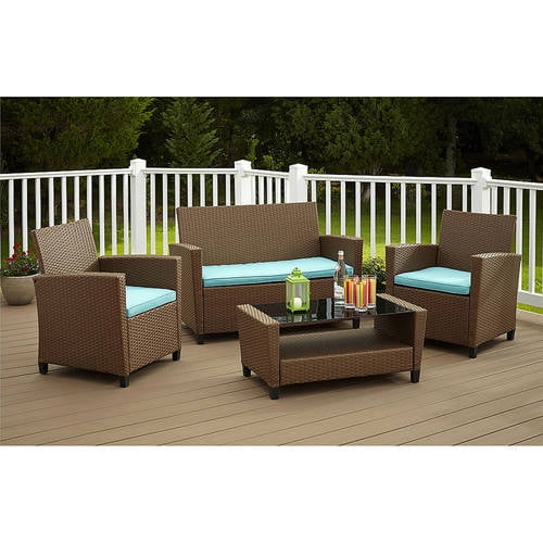 Cosco Outdoor Malmo 4-Piece Resin Wicker Patio Conversation Set by Cosco