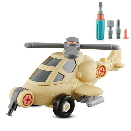 

Children Assembled Toys Portable Plastic Large Models Educational Play Outdoor Tools Screwdriver Present Boys Toddlers Beige Helicopter