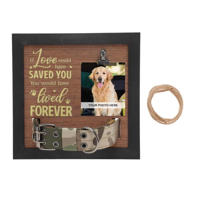 Regalos de memoria para perros Unique Bargains por la pérdida de un perro, recuerdo personalizado, marco de memoria para mascotas, marco de madera con diseño de huella 9.06"x9.06" Negro Marrón