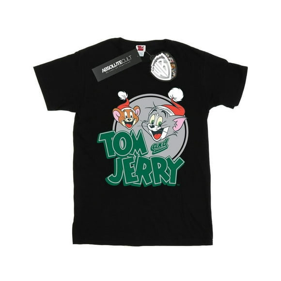 Tom et Jerry T-Shirt Boyfriend en Coton pour Femmes, Salutations de Noël