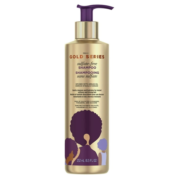 Gold Series from Pantene Sulfate-Free Shampoo with Argan Oil for Curly, Coily Hair