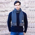 thumbnail image 2 of Traditional Alpaca Irish Wool Blue Scarf For Men One Size Made By Mucros Weavers, 2 of 4