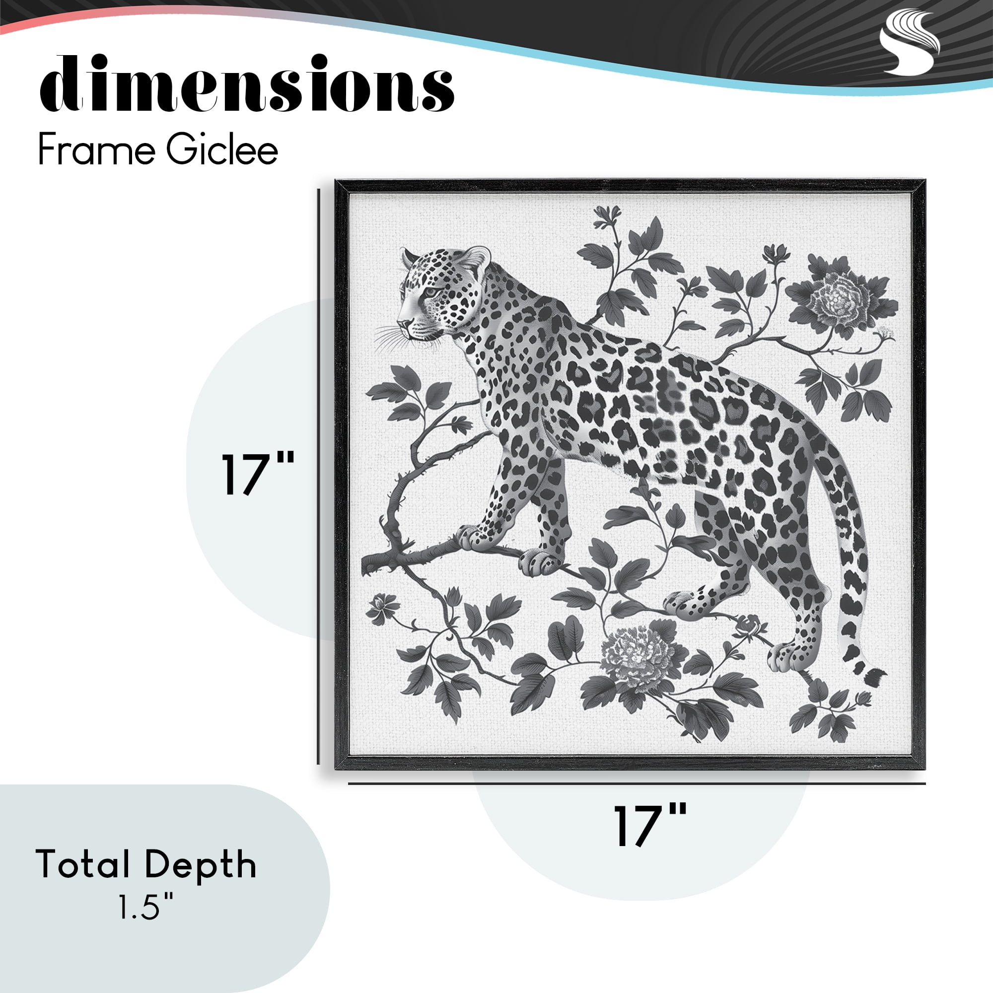 Monochrome Detail Leopard Black Framed Giclee Art, design by Lettered and Lined