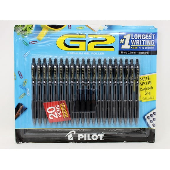 Pilot G2 Premium Gel Roller Fine/0.7mm Black Ink 20 Count