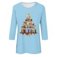 thumbnail image 4 of Meichang T-Shirts de Noël pour Femmes, Col Rond, Manches 3/4, Coupe Ample, Pull de Noël Classique, Joyeux Noël, Graphique, 4 of 4