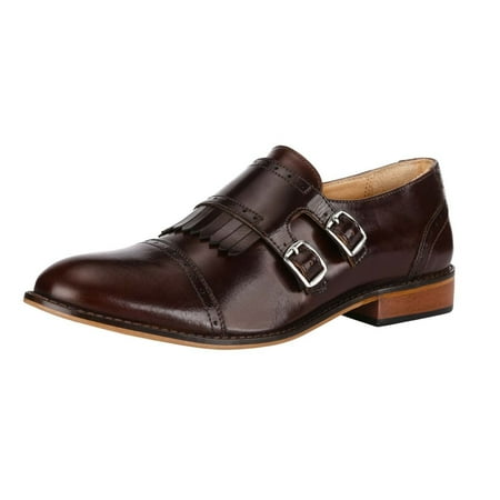 

LIBERTYZENO Mens Gosling Leather Oxford Style Monk Straps Shoes