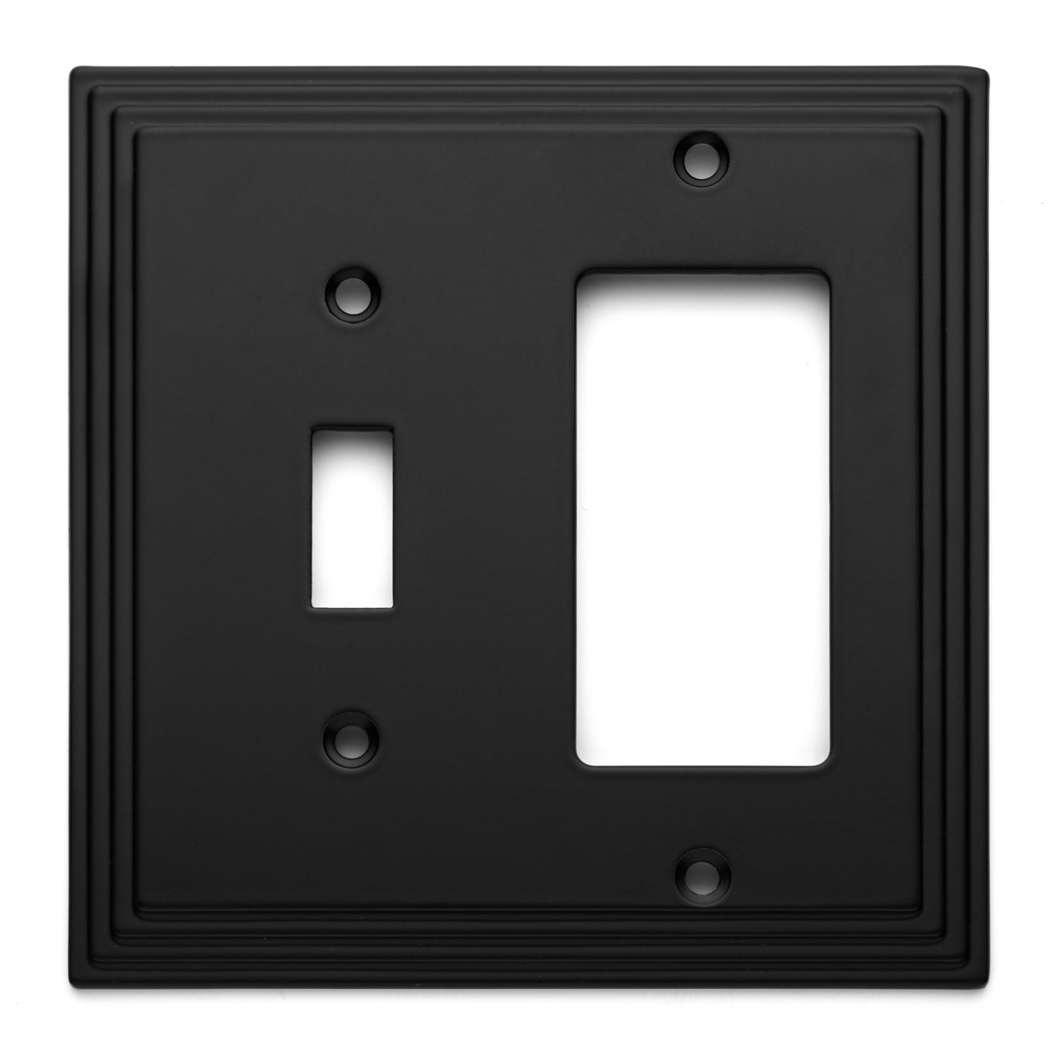 Cosmas 25077FB Flat Black Single Toggle/GFI Decora Rocker Combo Wall Switch Plate Switchplate