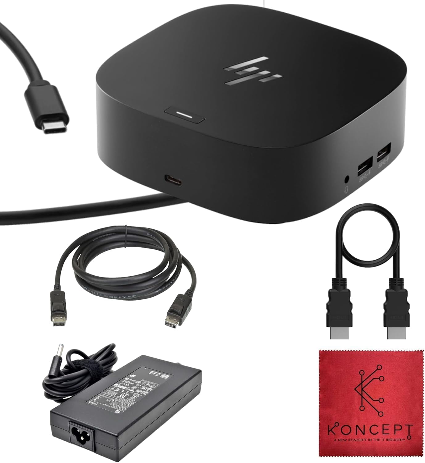 HP, USB-C Dock G5, Supports Three Displays, Space-Saving Black