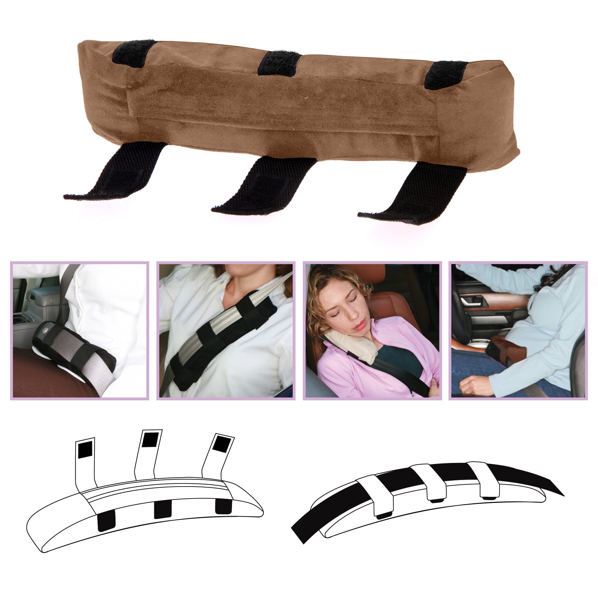 Deluxe Comfort Memory Foam Seat Belt Pad (12" x 3" x 2") Prevent Stock Seat Belt Rubbing and Chaffing – Enhanced Seatbelt Safety – Ideal for Pregnant Drivers – Seat Belt Pad, Tan