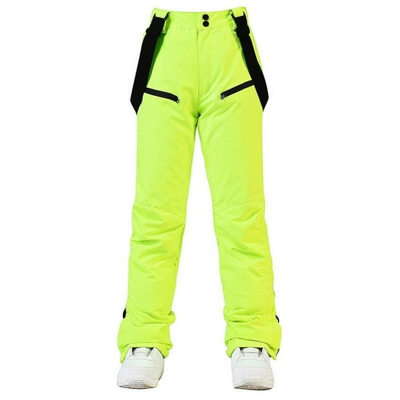 FRSASU Women's Snow Ski Pants Insulated Winter Warm Outdoor Waterproof Snowboard Pants Bibs Detachable Suspender Green