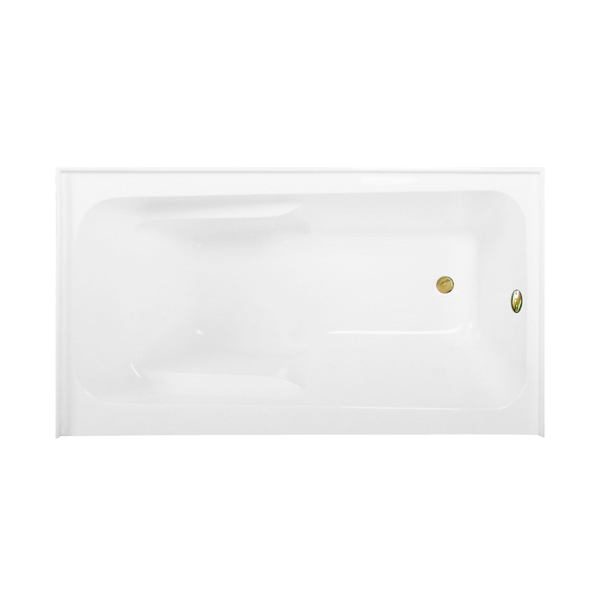 Aqua Eden CVTAP543023R2 54" Acrylic Rectangular 3-Wall Alcove Tub with Armrests, Right Hand Drain, Glossy White/Polished Brass