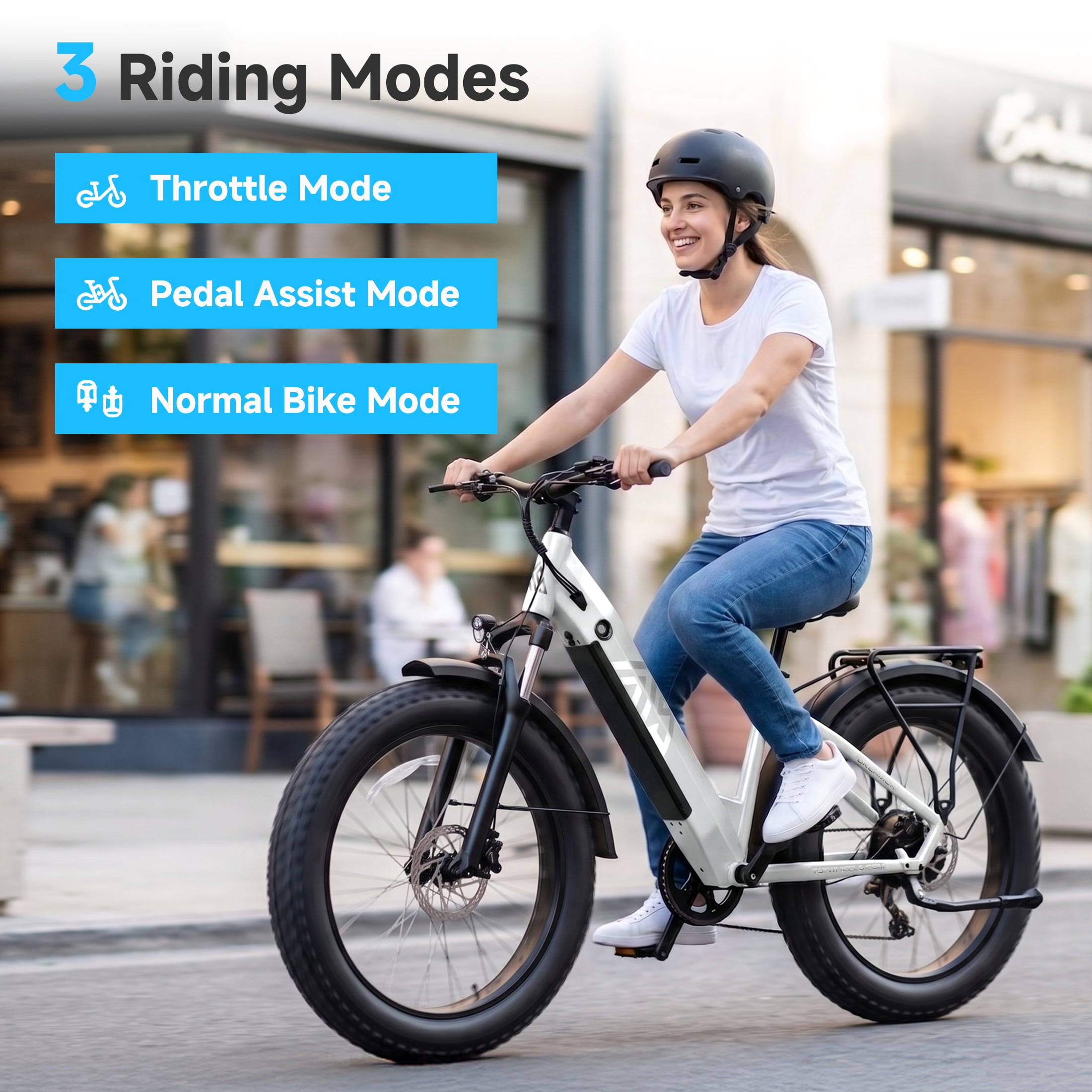 TST Electric Bike for Women, 750W E-Mountain Bike, 26" Fat Tire Electric Bike, 48V/15Ah Battery UL2849, 60Miles Long Range, 7-Speed Gear, 20mph Fast Ebike