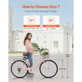 thumbnail image 3 of VEVOR 26-Inch Cruiser Bike 7-Speed Pink Beach Cruiser Bike with Basket, 3 of 9