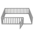 thumbnail image 4 of Harper & Bright Designs Montessori Floor Bed, Queen Size Floor Bed with Fence and Door, Floor Bed Frame with Guardrails for Boys Girls, Gray, 4 of 8