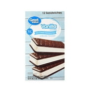 Great Value Vanilla Flavored Ice Cream Sandwiches, 42 fl oz, 12 Pack