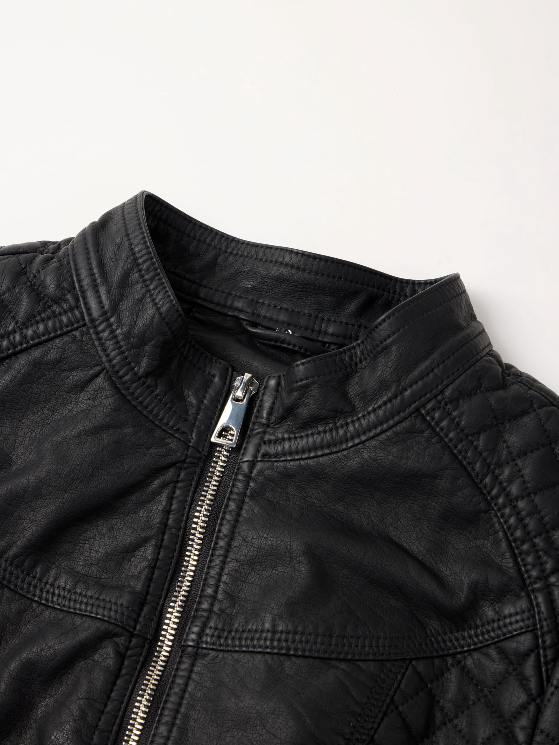 Giolshon Women Plus Size Faux Leather Jacket Long Sleeve Moto Biker Coat