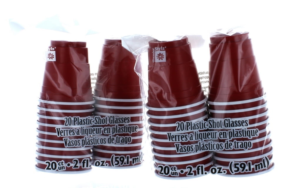 40 Mini Red Cups Plastic 2oz Shot Glasses College Party Disposable by