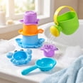 thumbnail image 5 of NookHive Fun Water Play Bath Toys - Green Pot 5-Piece Mold-Resistant Stacking Cups for Toddler Beach Essentials, Bathtub, Pool, Random Colors, Summer Toys for Kids Sensory Fun, 5 of 8
