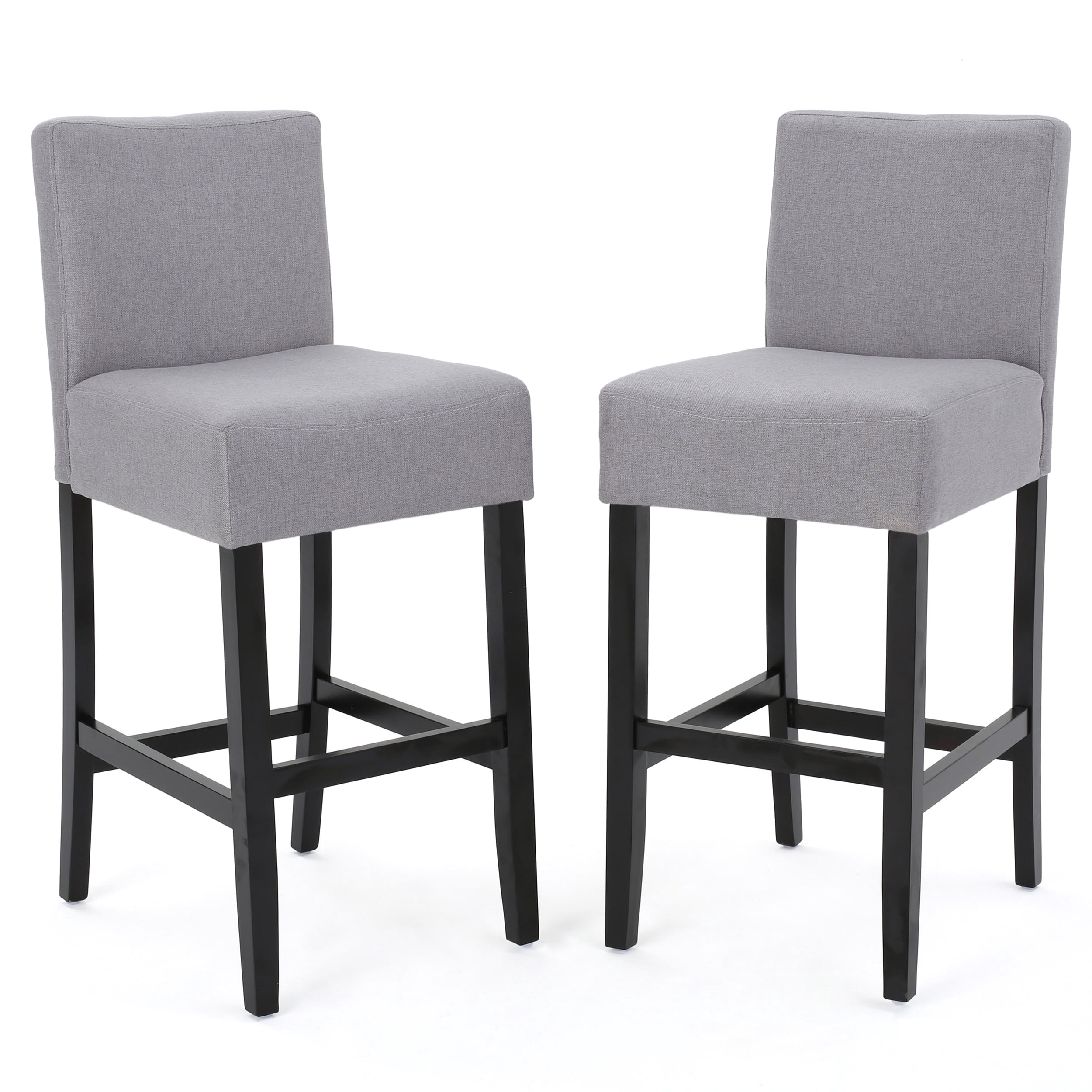 Noble House Lindsey Modern Contemporary 29.5" Fabric Bar Stools, Set of 2, Light Grey