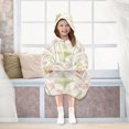 thumbnail image 7 of FORMRS Wearable Blanket Hoodie with Sleeves for Kids Cozy Flannel Sweatshirt, Pastel Pink Geometric, 7 of 7