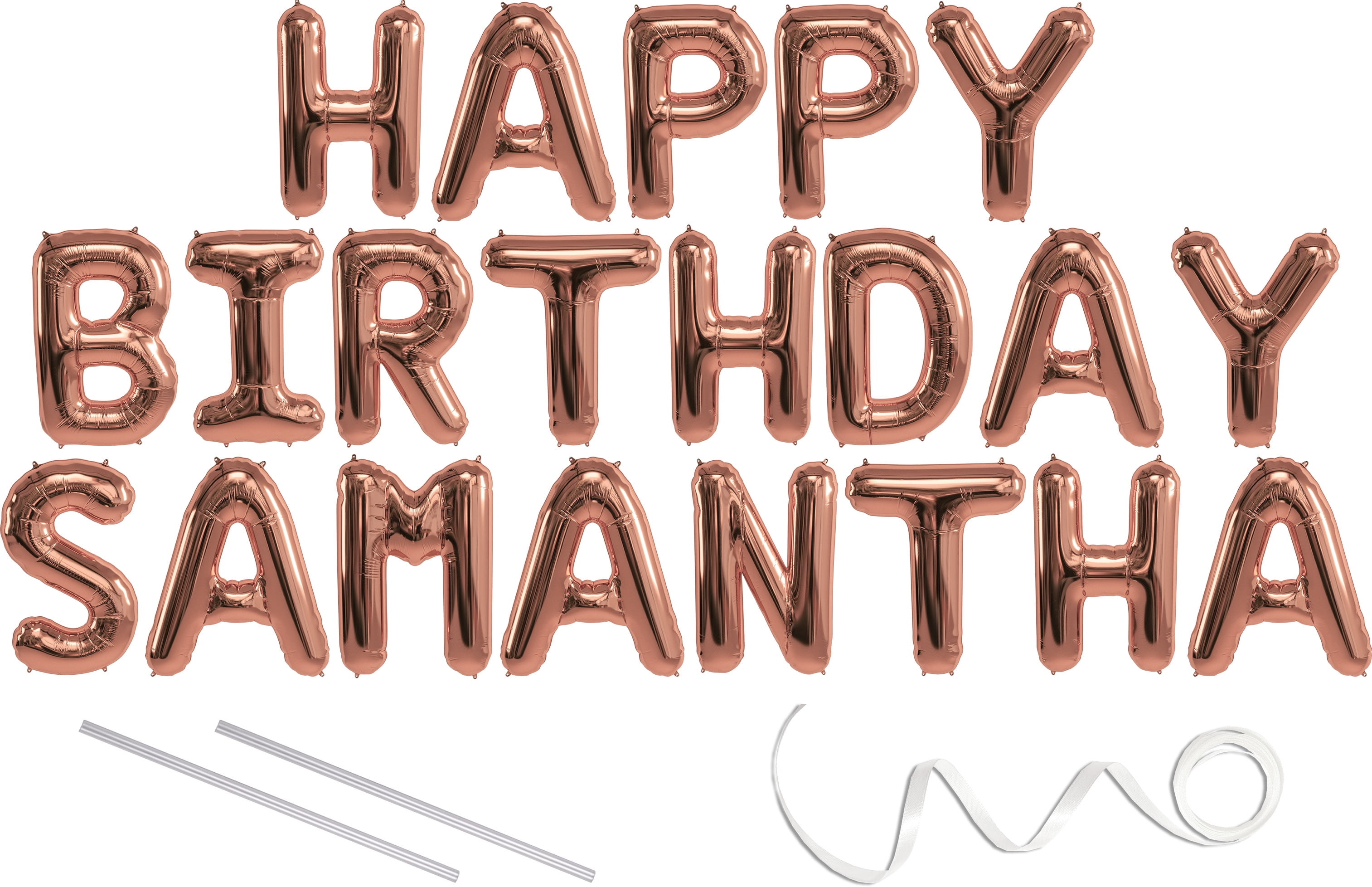 samantha happy birthday mylar balloon banner rose gold 16 inch