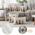 thumbnail image 6 of Easter Outdoor Waterproof Pillow Covers, Spring Bunny Retro Bow Retro Botanical Brown Decorative Square Throw Pillowcase Sofa Cushion Sham for Patio/Couch/Chair, 20"x20" 2 Pack, 6 of 8