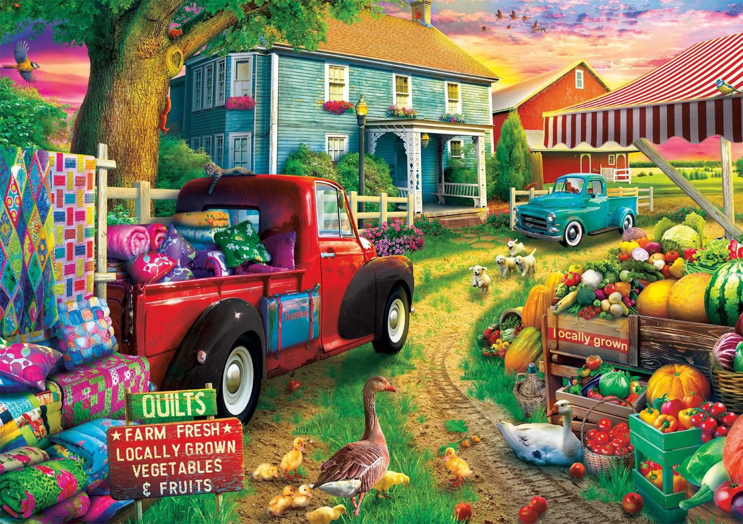 Buffalo Games - Large Piece - Quilt Farm - 300 Piece Jigsaw Puzzle