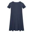 thumbnail image 5 of Spazoro Toddler Girls A-Line Dress, Round Neck Solid Color Short Sleeve Casual Princess Dresses for Child Girls Navy Size 13 T, 5 of 6