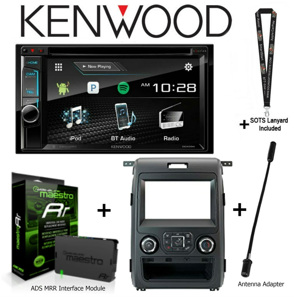Kenwood DDX395 6.2” DVD Receiver, iDatalink KITF150 Dashkit for Select