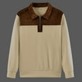 thumbnail image 5 of Kakii Men's Corduroy & Knit Blend Polo, Half Zip Collared Shirt with Brown Accents, Textured Long Sleeve Casual Top, 5 of 8