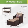 thumbnail image 6 of CozyHom Outdoor Patio Chairs Set Of 2 And Ottoman Rattan Conversation Sectional Sofa Sets, PE Wicker Rattan Patio Furniture Set, Patio Benches Coffee Table With Cushions, Khaki, 6 of 10